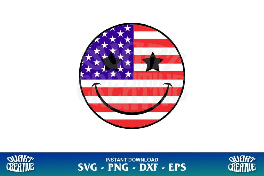 happy face american flag svg Happy Face American Flag SVG