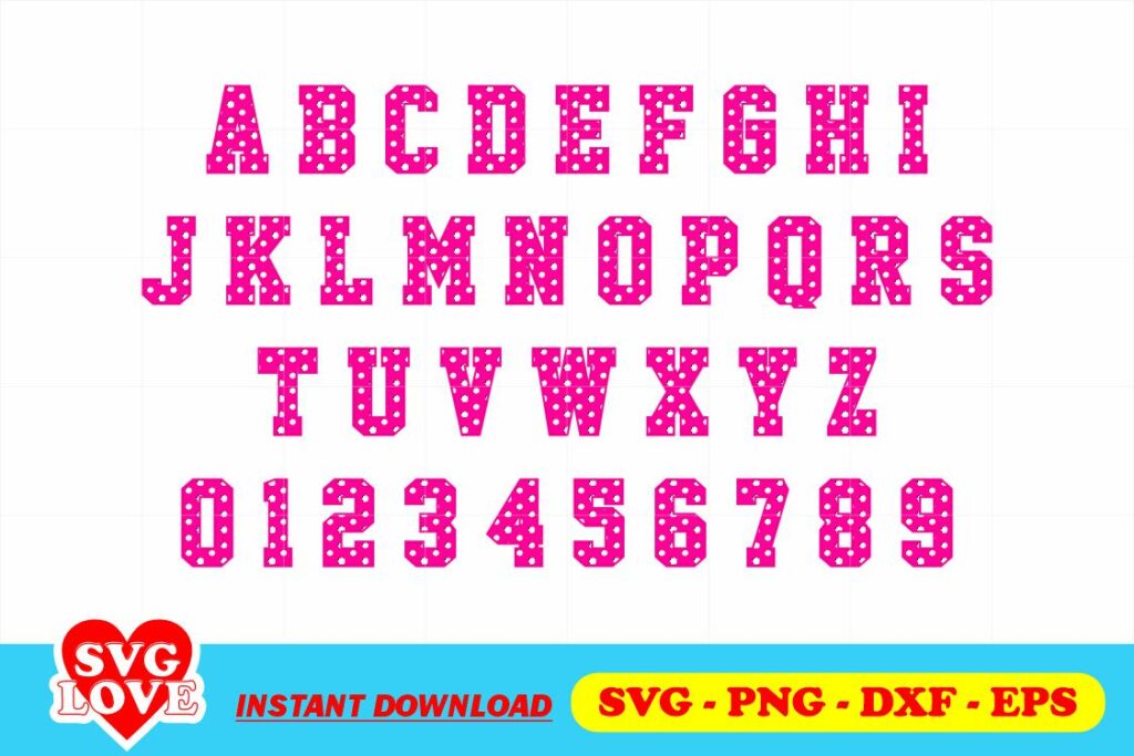 pink polkadot alphabet font svg Pink Polka Dot Alphabet Font SVG