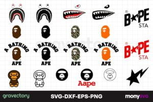 A Bathing Ape logo bundle SVG On Sale