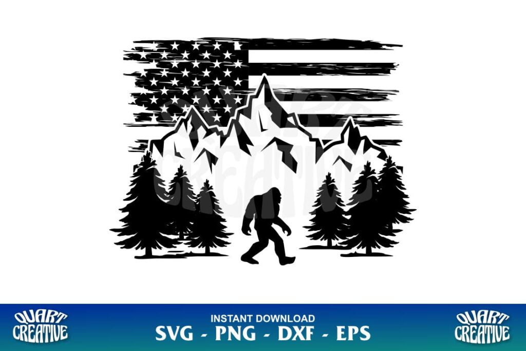 Bigfoot Mountain american flag svg Bigfoot Mountain American Flag SVG