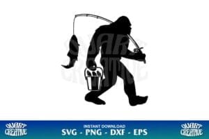 Fishing Bigfoot svg cut file