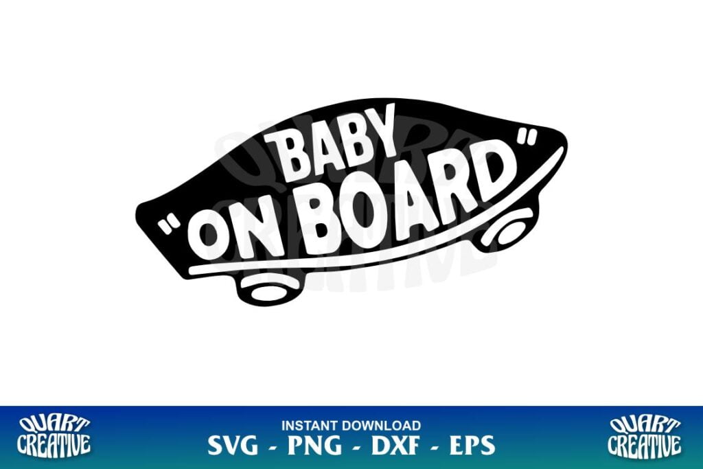 baby on board skateboard svg