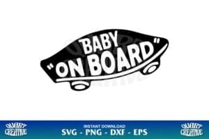 baby on board skateboard svg