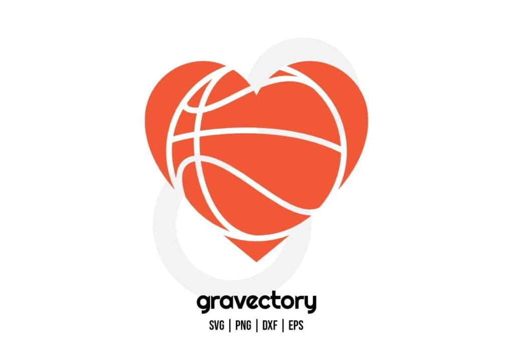 basketball heart svg free cut file