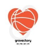 basketball heart svg free cut file