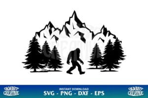 bigfoot in forest mountain svg