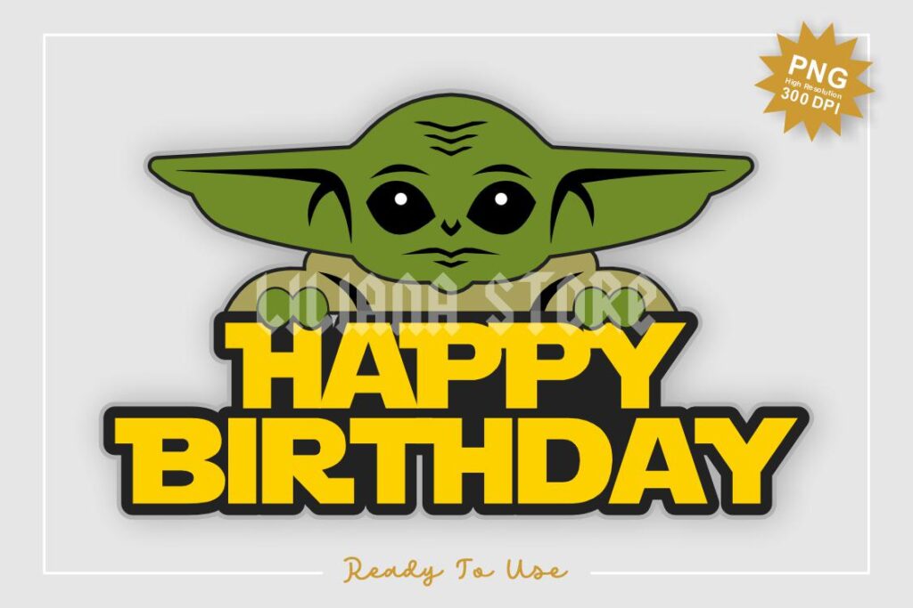 baby yoda birthday cake topper png