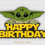 baby yoda birthday cake topper png