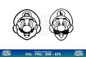 mario dan luigi head outline svg