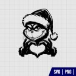 Christmas Grinch Face Heart Hand Sign SVG