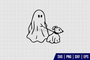 Halloween Ghost Dog Walker SVG