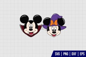 Mickey Minnie Halloween Witch SVG