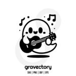 cute ghost playing guitar svg