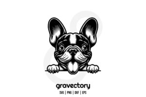 French Bulldog Peeking SVG Vector