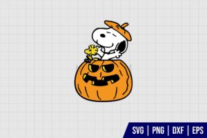 Halloween Pumpkin Snoopy And Woodstock SVG