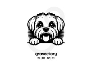 Maltese Dog Peeking SVG Vector