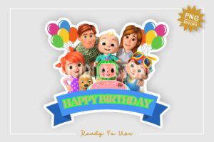 cocomelon birthday cake topper png