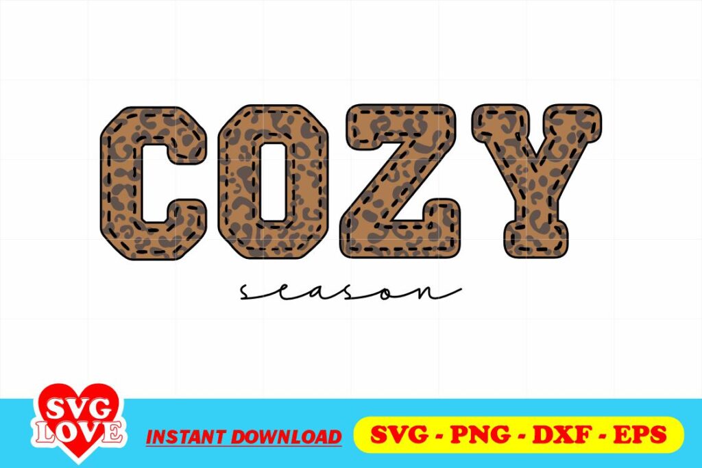 cozy season leopard print svg