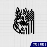German Shepherd With American Flag SVG