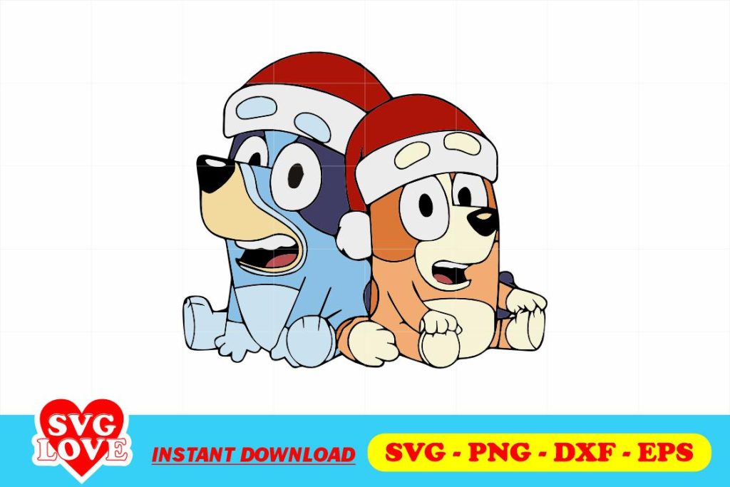 bluey and bingo christmas svg clipart