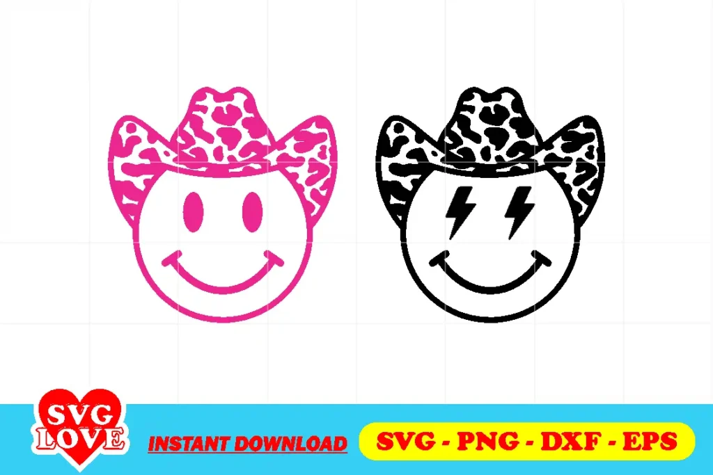 smiley face cowboy hat svg