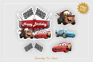 Cars Mcqueen birthday cake topper png printable