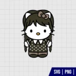 Hello Kitty Wednesday Addams SVG