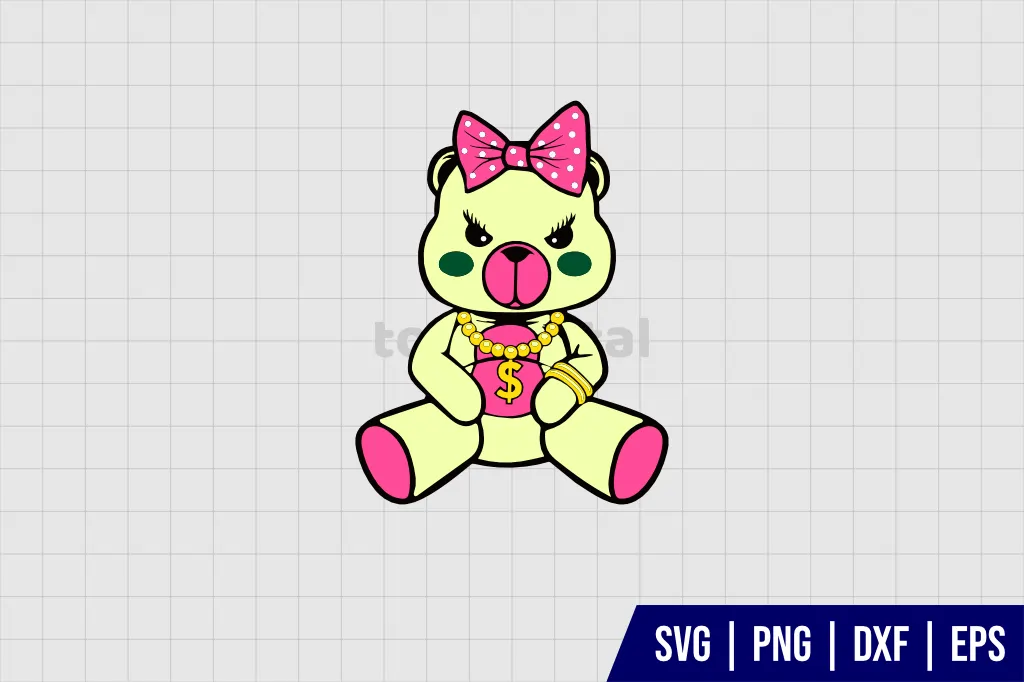 Female Gangster Teddy Bear Made Of Money SVG Cut File Female Gangster Teddy Bear Made Of Money SVG Cut File
