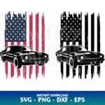 muscle car american flag svg