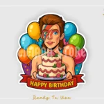 David Bowie Cartoon Cake Topper PNG
