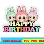labubu birthday svg cake topper