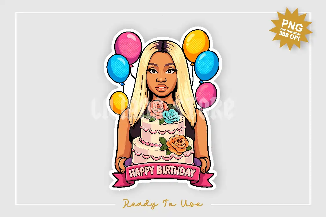nicki minaj cartoon birthday cake topper Nicki Minaj Cartoon Birthday Cake Topper PNG - Image 1
