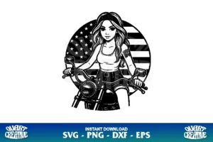american biker girl svg