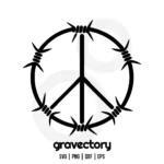 Barbed Wire Peace Symbol SVG Free