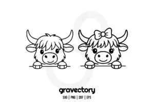 cute peeking higland cow svg cricut