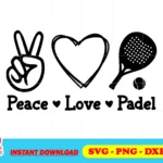 peace love padel svg cricut