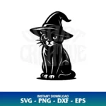 halloween cat with witch hat svg cricut