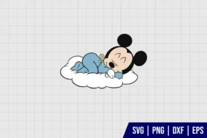Baby Mickey Sleeps On A Cloud SVG