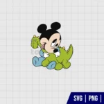 Baby Mickey With Dinosaur SVG