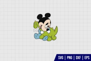 Baby Mickey With Dinosaur SVG