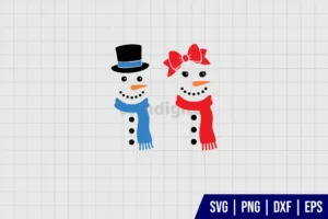 Snowman Boy And Girl SVG File