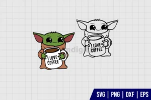Baby Yoda Love Coffee SVG