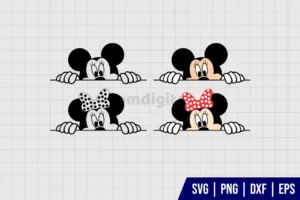 Mickey And Minnie Peeking SVG