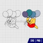 Winnie The Pooh With Balloons SVG