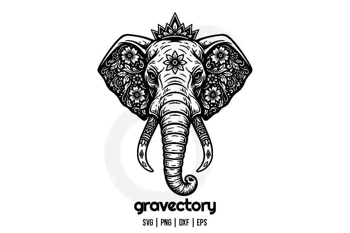 floral elephant svg free Floral Elephant SVG Free - Image 1