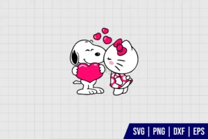 Hello Kitty Kissing Snoopy SVG