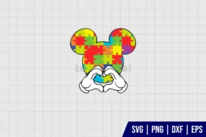 Mickey Head Autism Love SVG