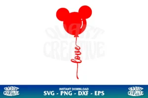 mickey head love balloon svg cricut