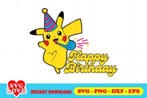 pikachu birthday svg png printable