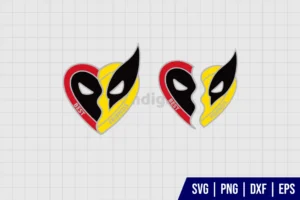 Deadpool and Wolverine Heart Best Friends SVG